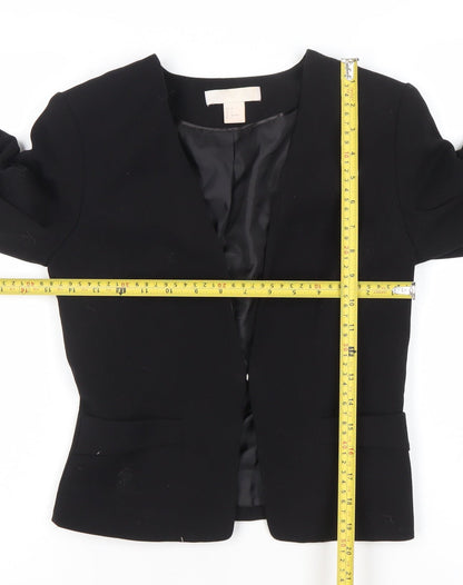 H&M Womens Black Fitted Blazer Jacket Size 6 Classic Workwear