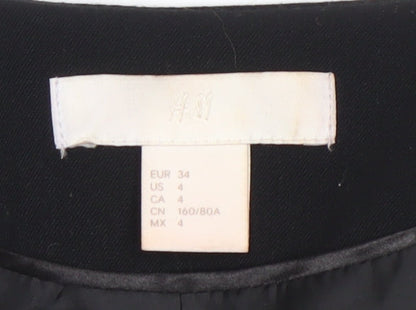 H&M Womens Black Fitted Blazer Jacket Size 6 Classic Workwear