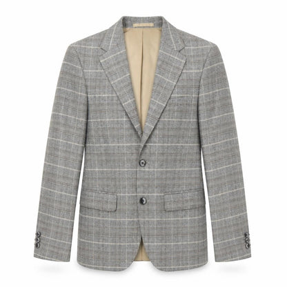 Moss London Grey Check Wool Blend Single Breasted Blazer UK 36S Women's