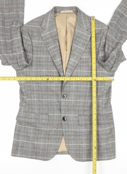 Moss London Grey Check Wool Blend Single Breasted Blazer UK 36S Women's
