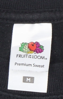 Fruit of the Loom Womens Black Medium Pullover Sweatshirt Sound Bar Graphic Cotton Blend