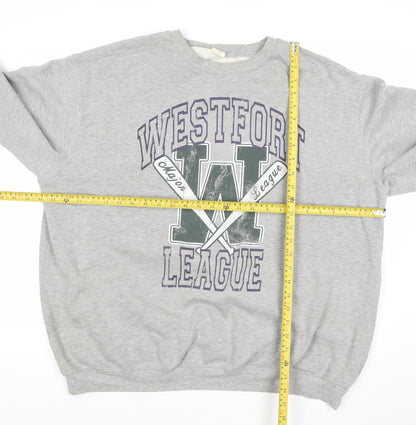 Urban Outfitters Women Grey Graphic Pullover Sweatshirt Size L