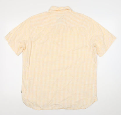 Timberland Men Beige Check Short Sleeve Regular Fit Button-Up Shirt L