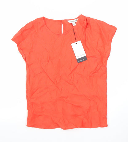 Marks and Spencer Women Orange Linen Short Sleeve Blouse Size 6