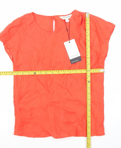 Marks and Spencer Women Orange Linen Short Sleeve Blouse Size 6