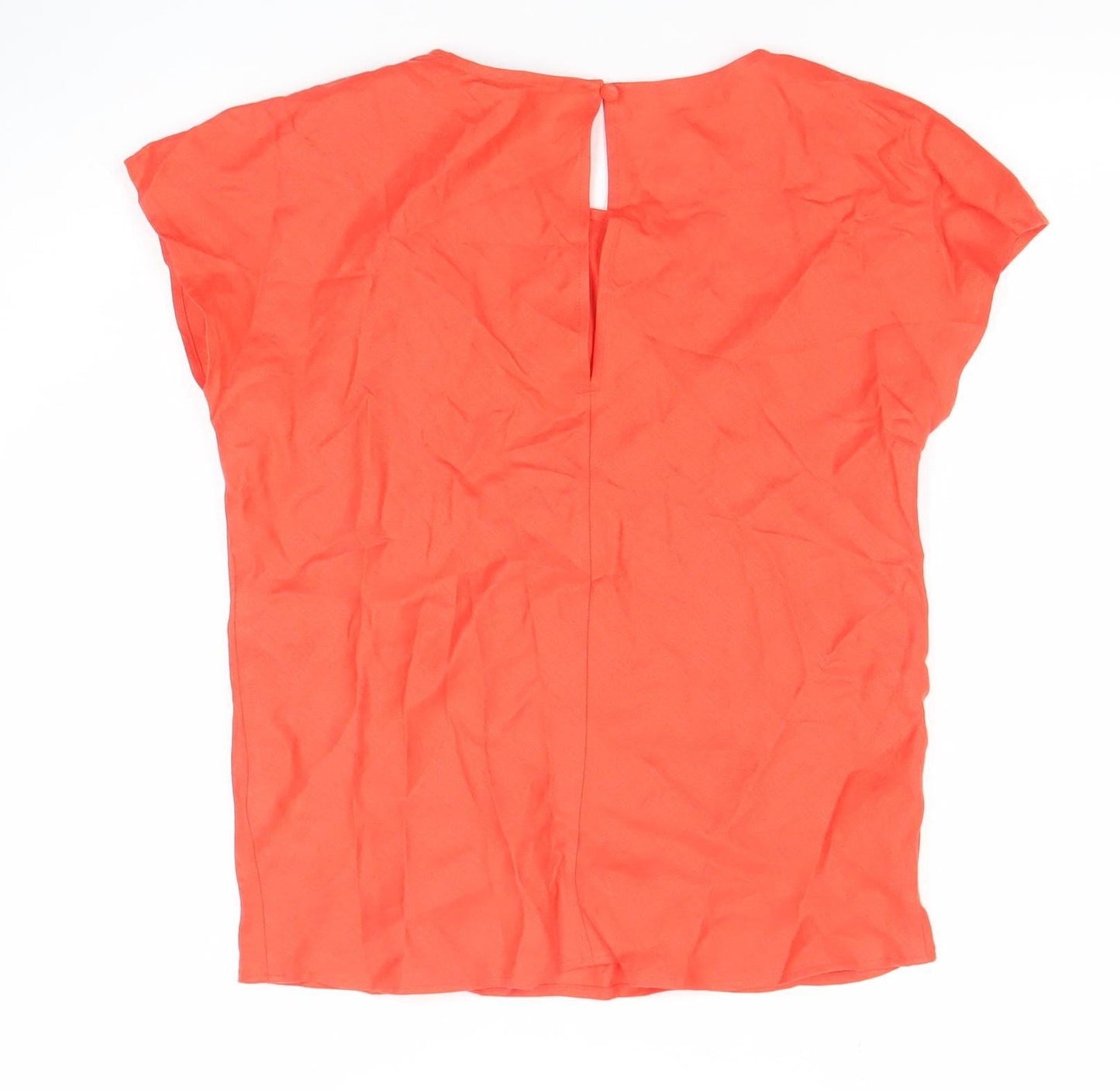 Marks and Spencer Women Orange Linen Short Sleeve Blouse Size 6