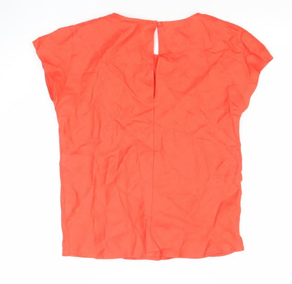 Marks and Spencer Women Orange Linen Short Sleeve Blouse Size 6