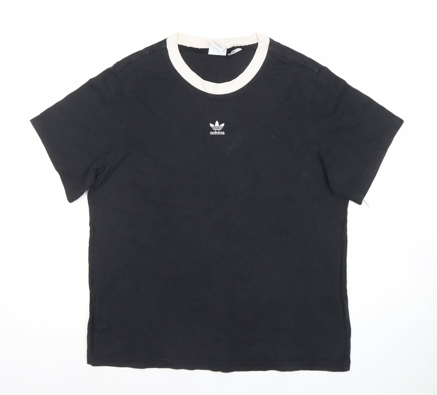 Womens UK Size 12 adidas Black Ringer T-Shirt