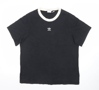 Womens UK Size 12 adidas Black Ringer T-Shirt