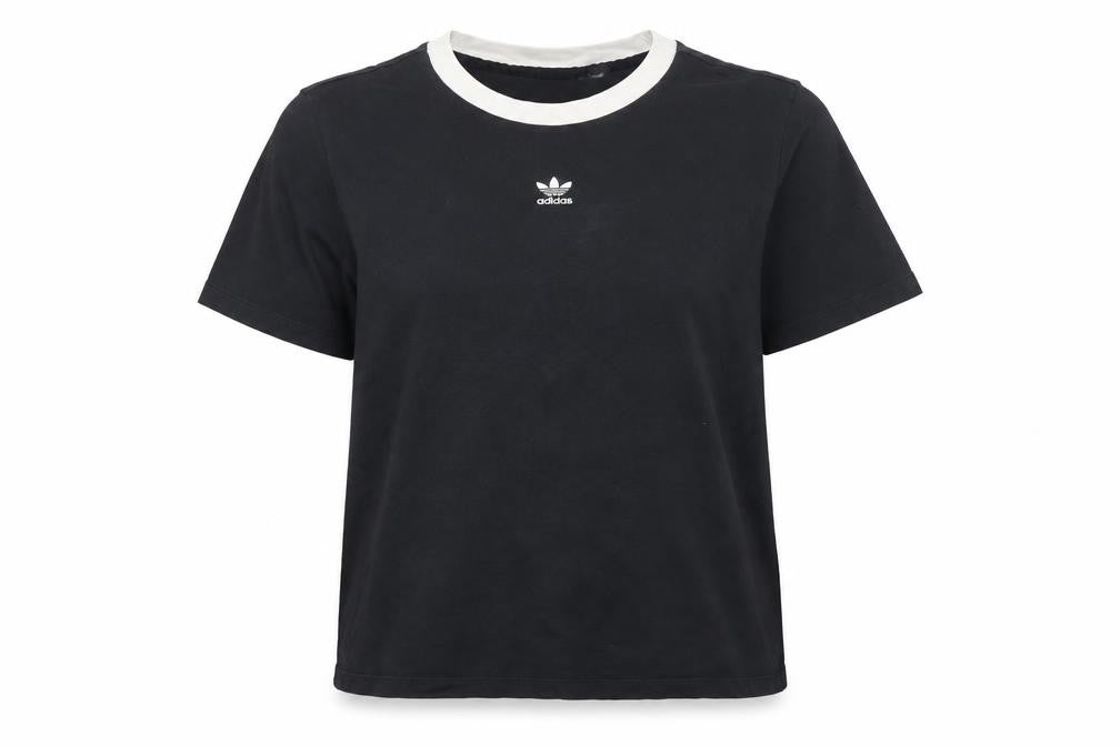 Womens UK Size 12 adidas Black Ringer T-Shirt