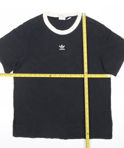 Womens UK Size 12 adidas Black Ringer T-Shirt