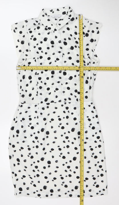 Boden Women’s White Polka Dot Viscose Sheath Dress Size 8