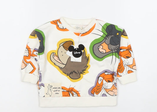 Front view of Disney Baby unisex multicoloured jungle book long sleeve cotton t-shirt 9-12m