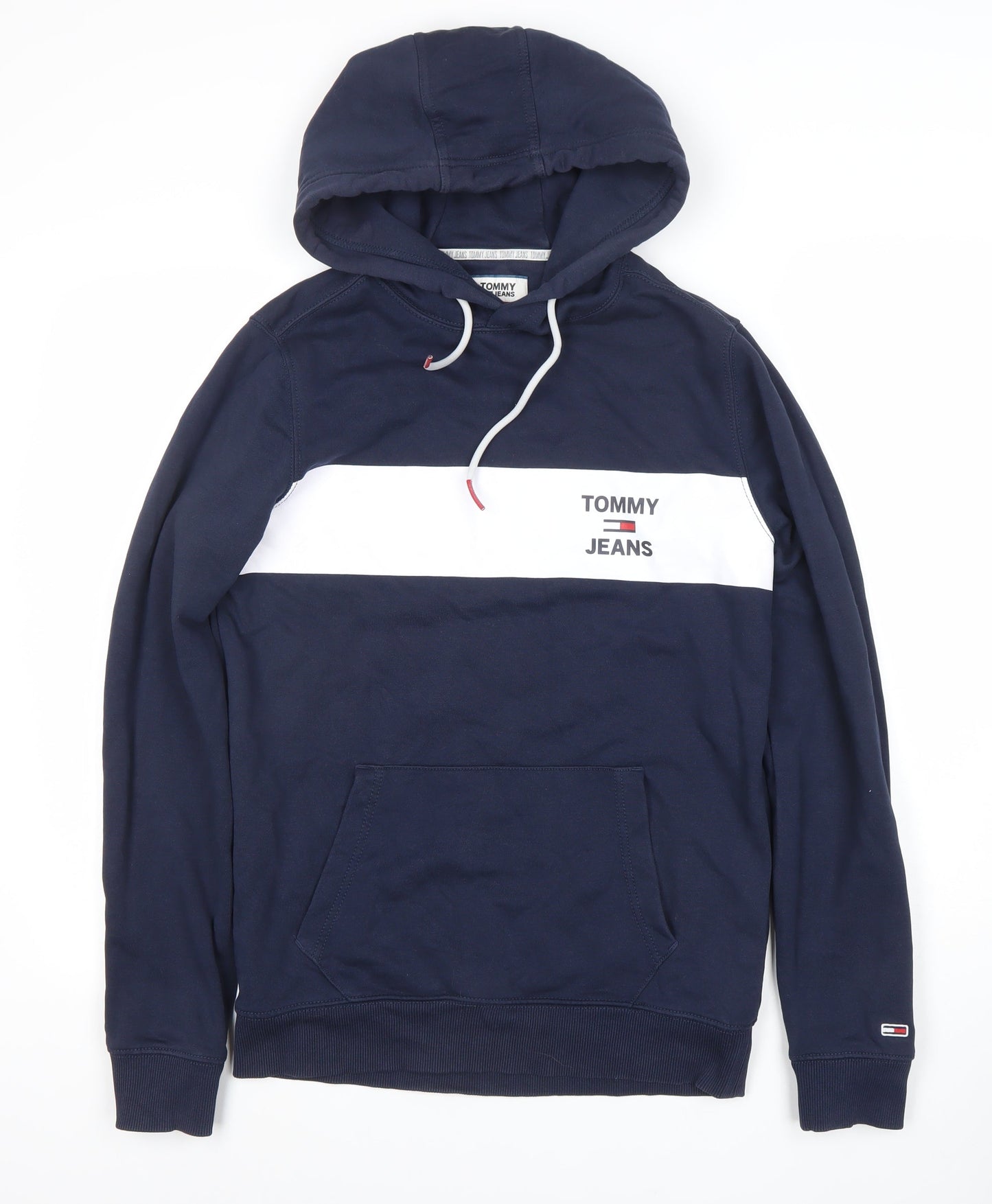 Tommy Jeans Men's Blue Pullover Hoodie Size S Logo Cotton Blend