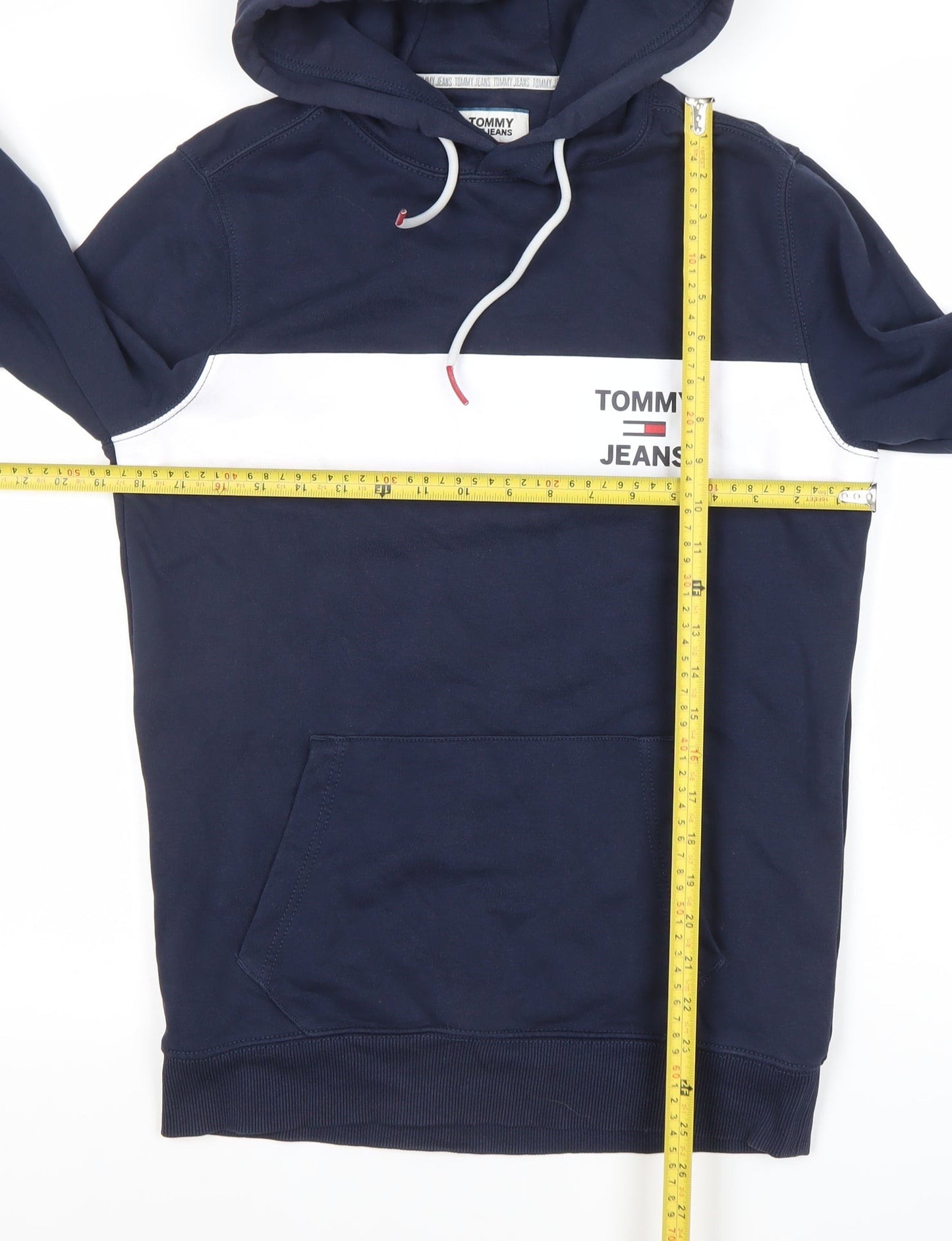 Tommy Jeans Men's Blue Pullover Hoodie Size S Logo Cotton Blend