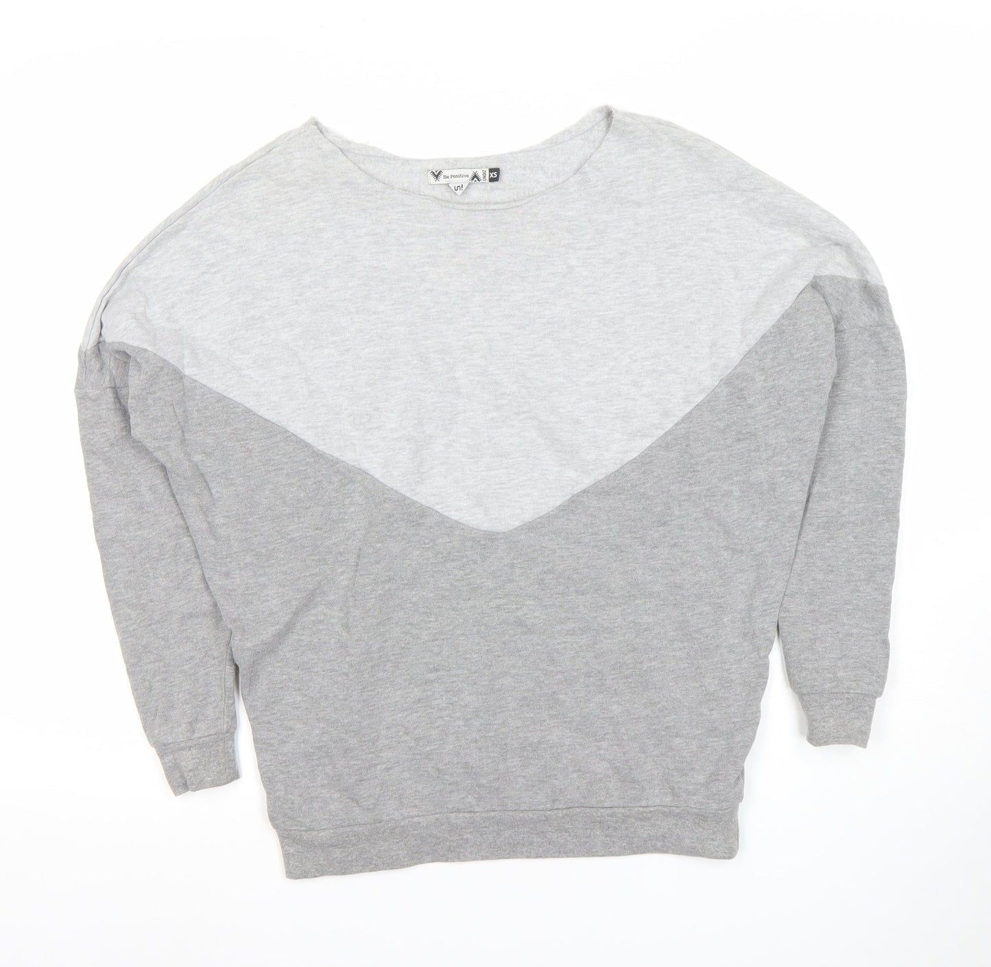 Undiz Women Grey Colourblock Pullover Sweatshirt XS Lightweight Cotton Blend