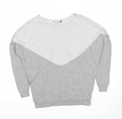 Undiz Women Grey Colourblock Pullover Sweatshirt XS Lightweight Cotton Blend