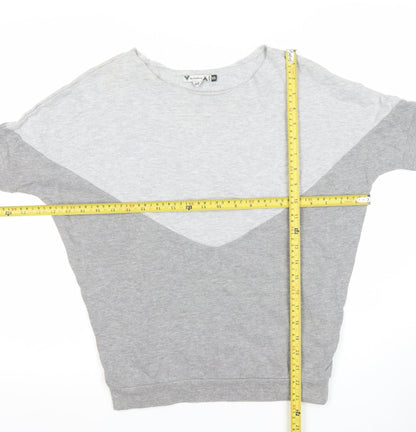 Undiz Women Grey Colourblock Pullover Sweatshirt XS Lightweight Cotton Blend