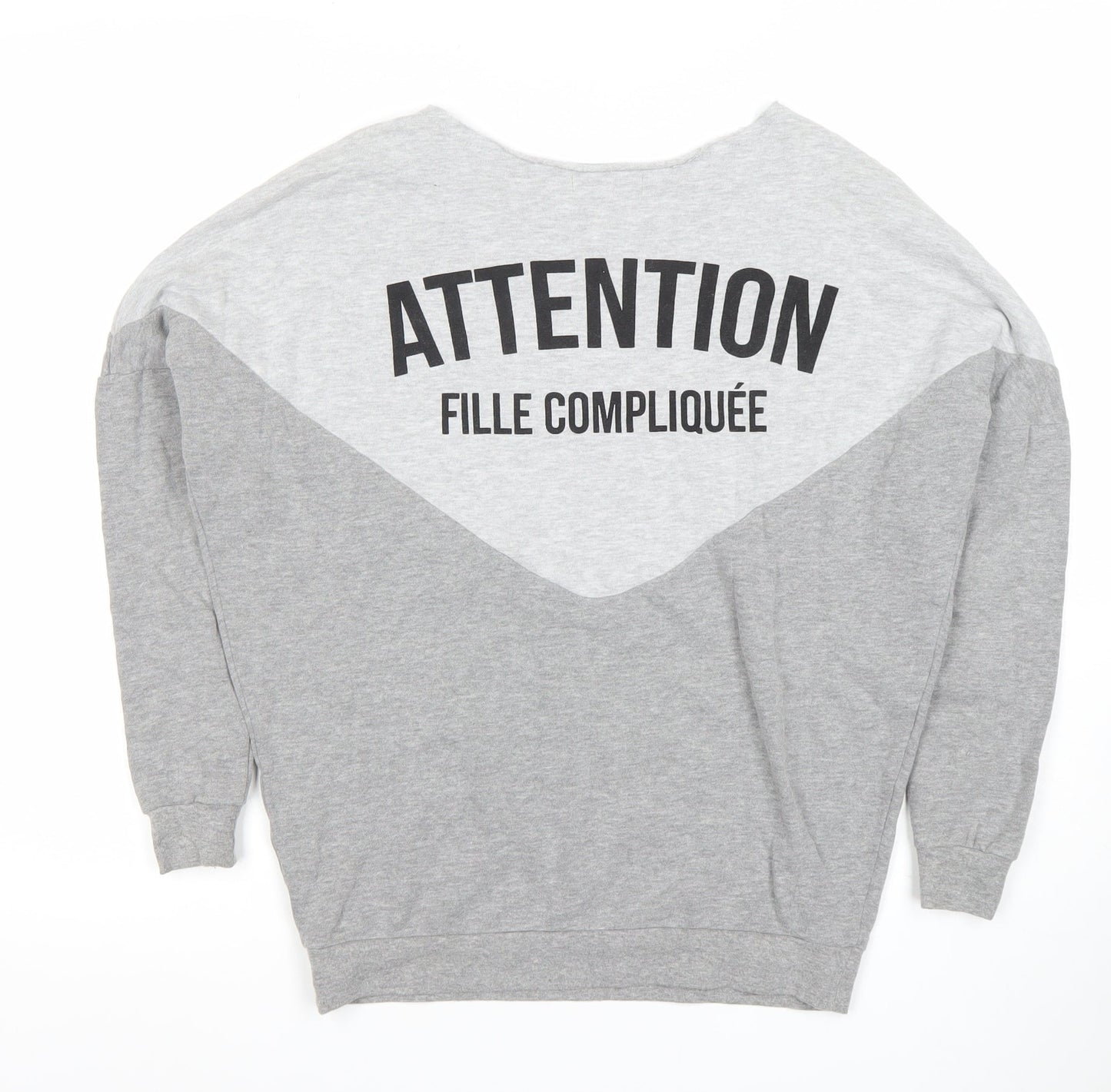 Undiz Women Grey Colourblock Pullover Sweatshirt XS Lightweight Cotton Blend