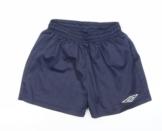Umbro Boys Blue 28in Athletic Football Shorts Lightweight Mesh