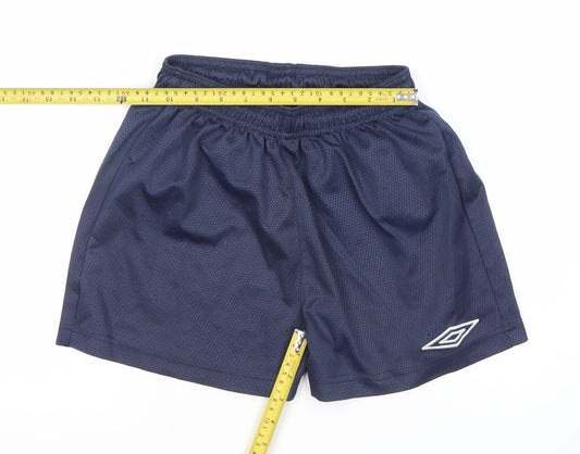 Umbro Boys Blue 28in Athletic Football Shorts Lightweight Mesh