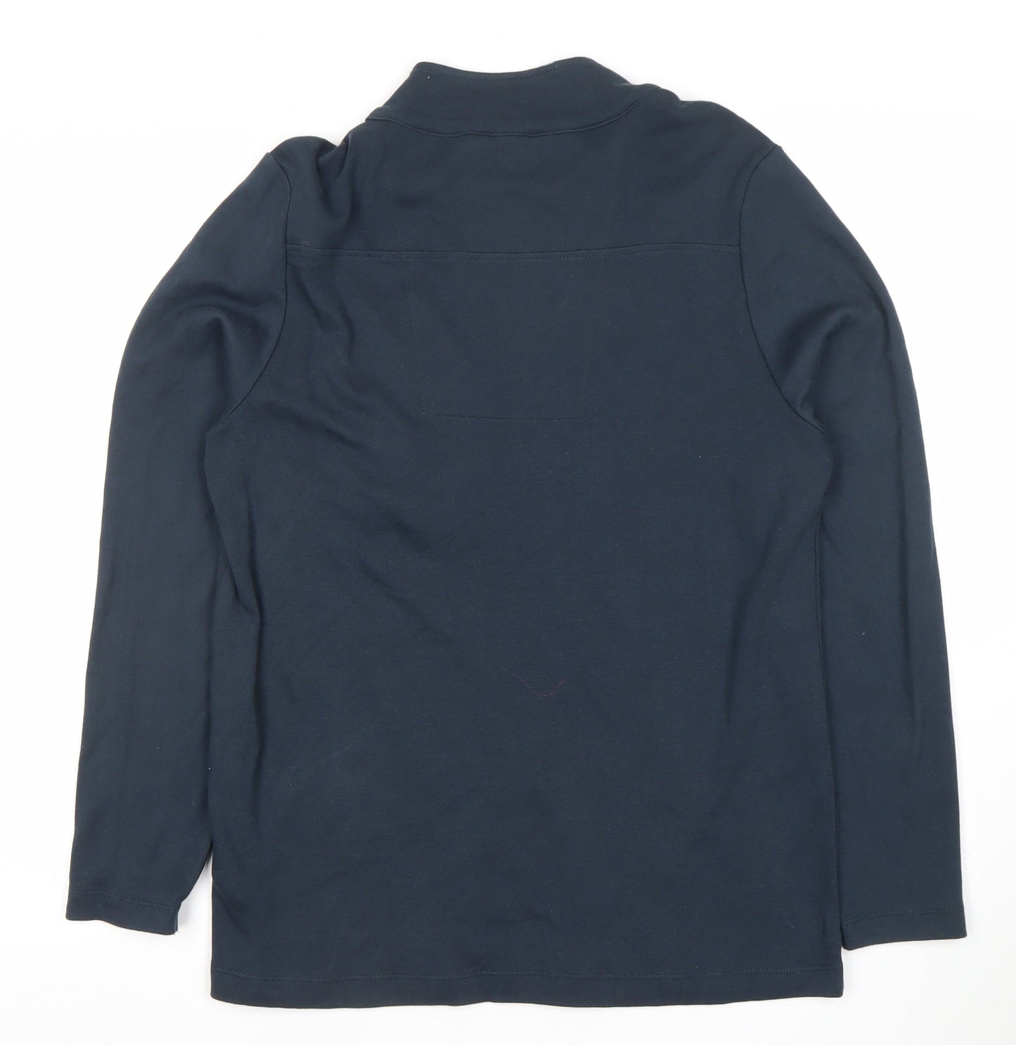 Julipa Womens Navy Floral Trim 1/2 Zip Pullover Sweatshirt Size 12