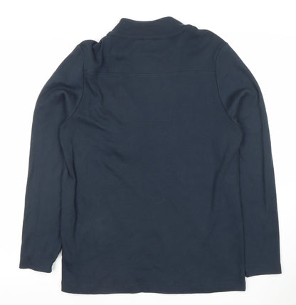 Julipa Womens Navy Floral Trim 1/2 Zip Pullover Sweatshirt Size 12