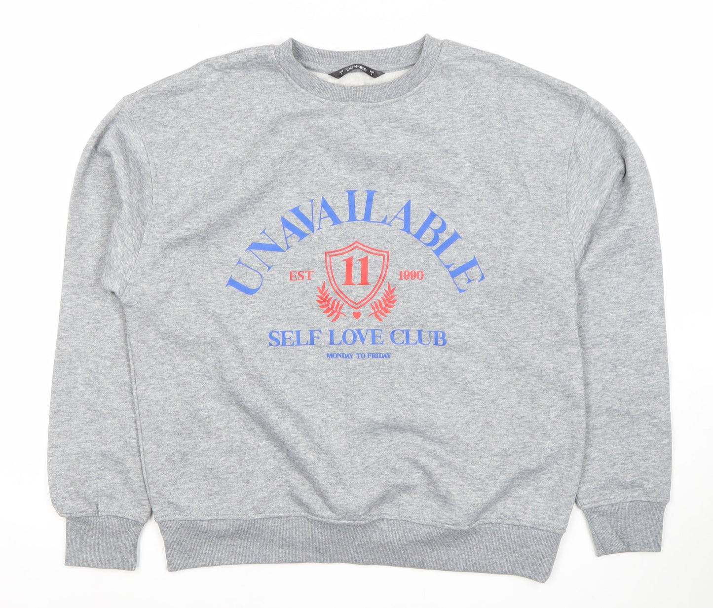 Dunnes Stores Womens Grey Marl Small Graphic Pullover Sweatshirt