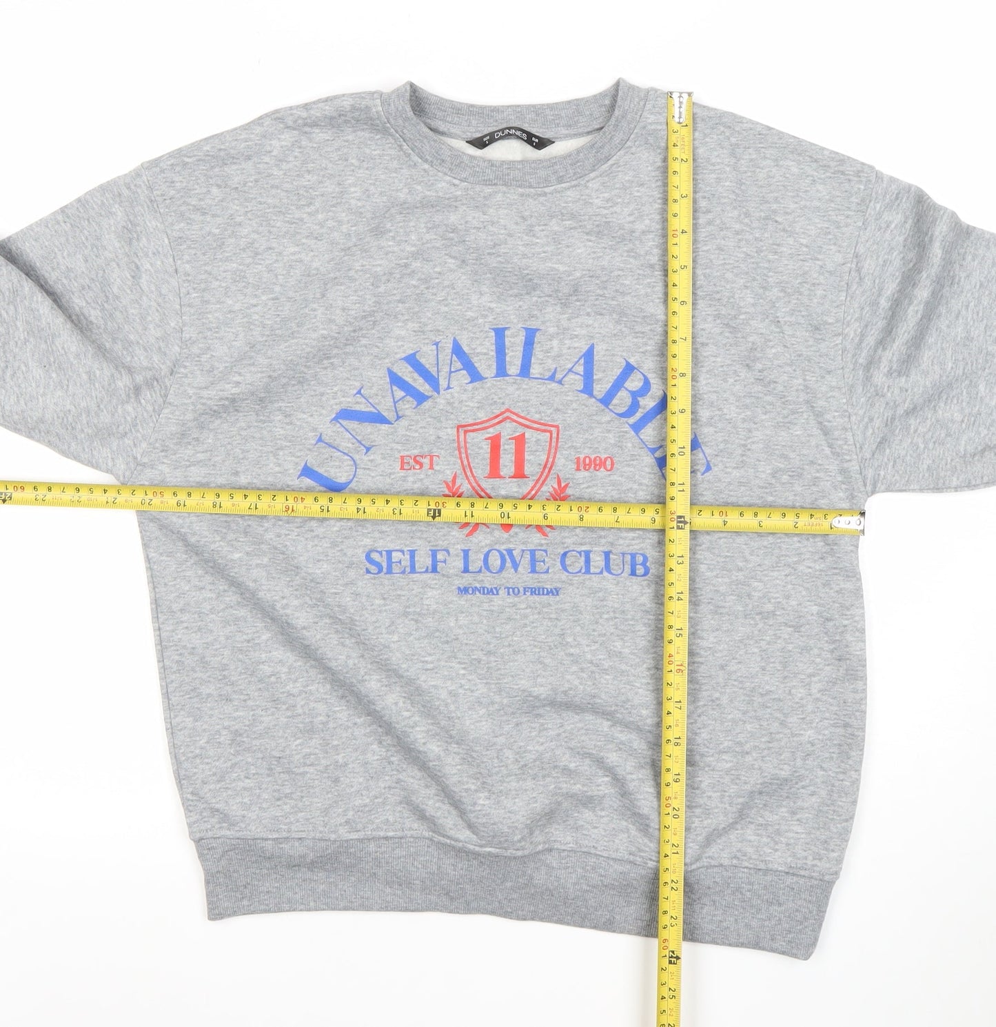 Dunnes Stores Womens Grey Marl Small Graphic Pullover Sweatshirt