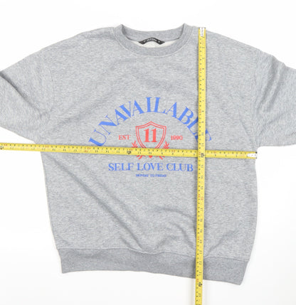 Dunnes Stores Womens Grey Marl Small Graphic Pullover Sweatshirt