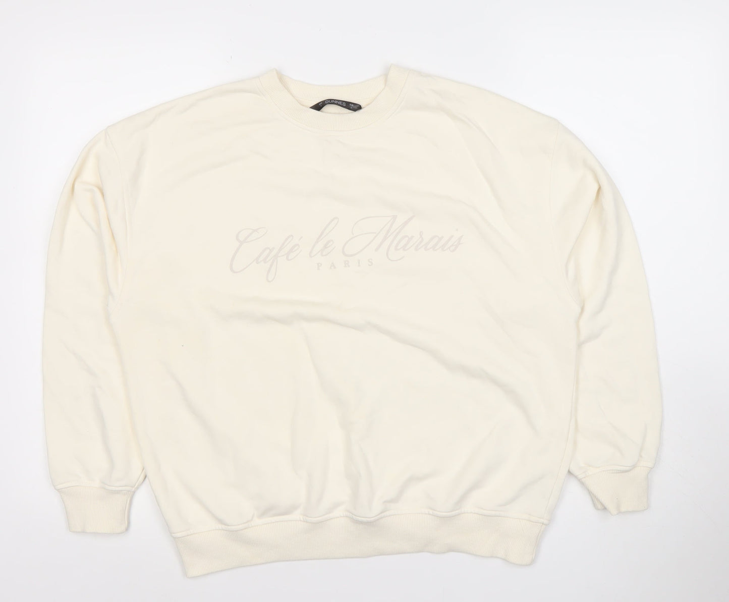 Dunnes Women Ivory Café le Marais Cotton Blend Pullover Sweatshirt Size S