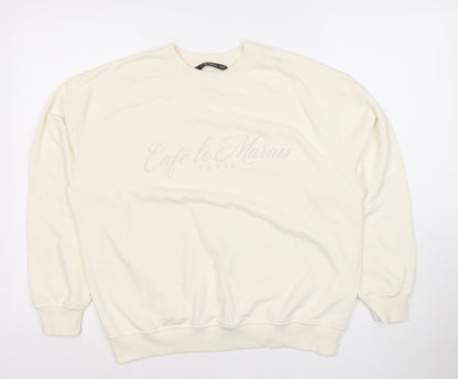 Dunnes Women Ivory Café le Marais Cotton Blend Pullover Sweatshirt Size S