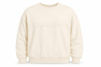 Front view of Dunnes Women Ivory Café le Marais Cotton Blend Pullover Sweatshirt, size S