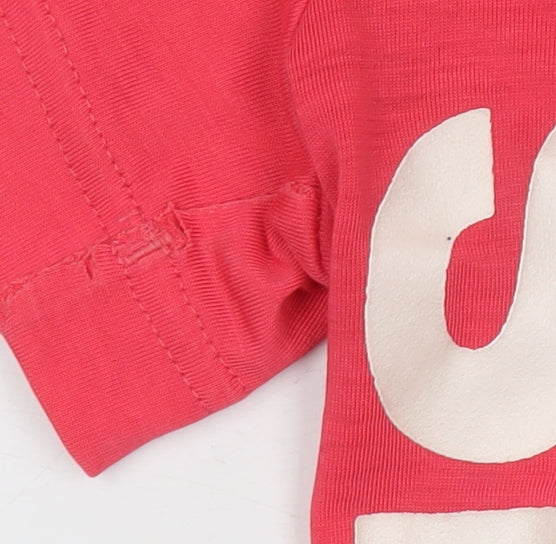 Adidas Womens Pink Short Sleeve V-Neck Climalite T-Shirt Size M 12-14