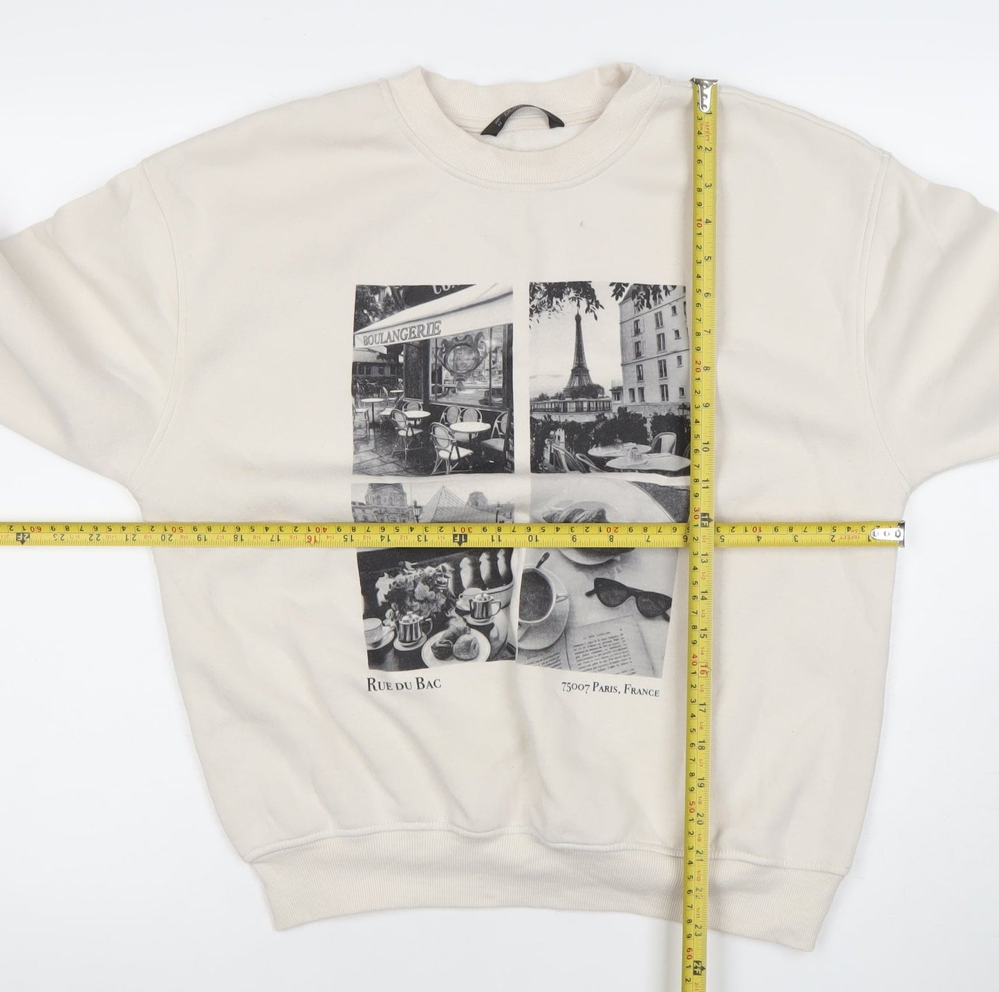 Dunnes Women Beige XS Graphic Paris Print Pullover Sweatshirt