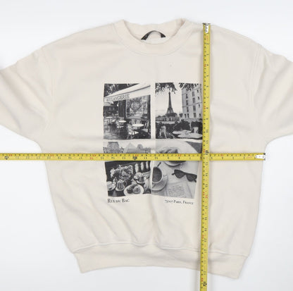 Dunnes Women Beige XS Graphic Paris Print Pullover Sweatshirt