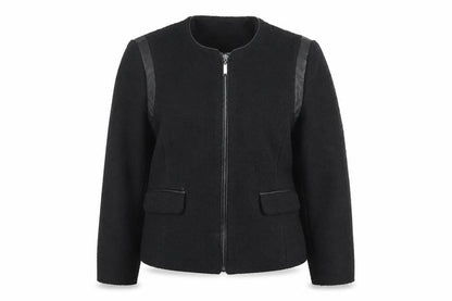 Primark Women's Black Faux Leather Trim Zip Jacket Size 12