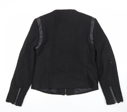 Primark Women's Black Faux Leather Trim Zip Jacket Size 12