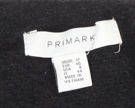 Primark Women's Black Faux Leather Trim Zip Jacket Size 12