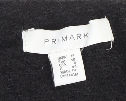 Primark Women's Black Faux Leather Trim Zip Jacket Size 12