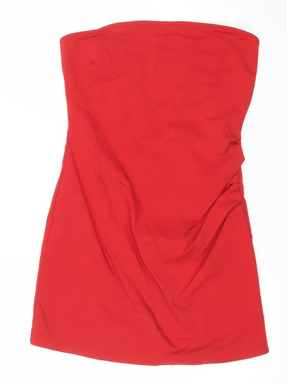 Pull & Bear Women Red Strapless Bodycon Short Dress Size 14