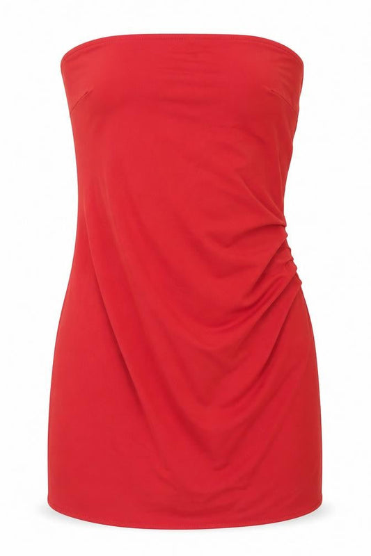 Pull & Bear Women Red Strapless Bodycon Short Dress Size 14