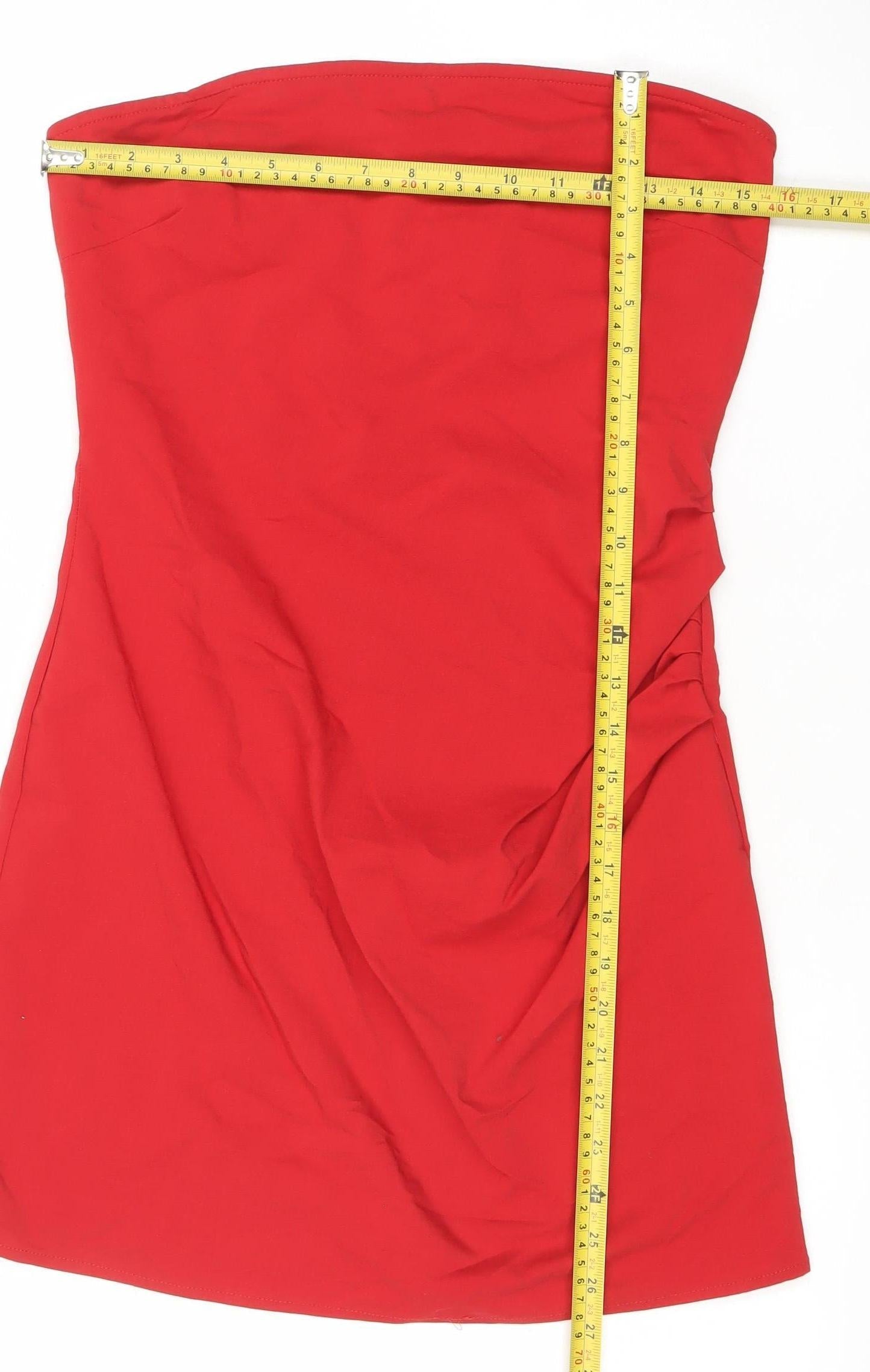 Pull & Bear Women Red Strapless Bodycon Short Dress Size 14