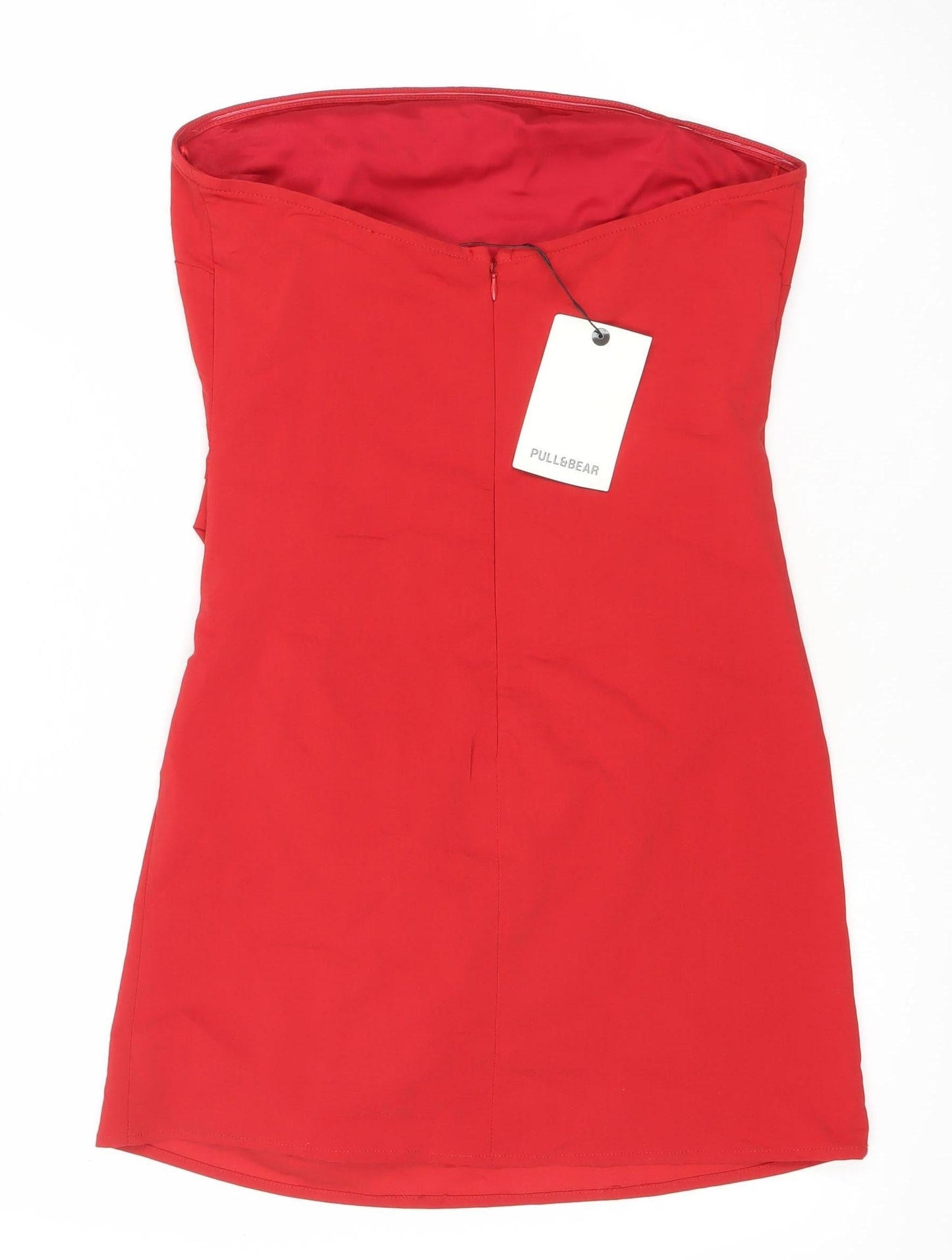 Pull & Bear Women Red Strapless Bodycon Short Dress Size 14