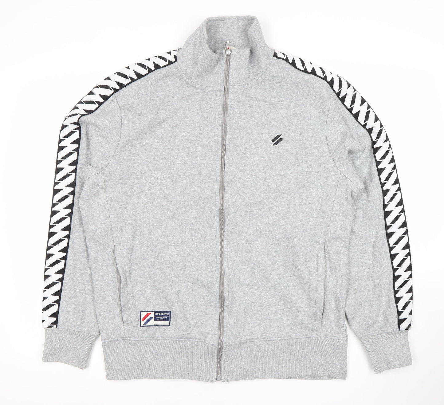 Superdry Mens Grey Full Zip Track Sweatshirt Jacket Size L