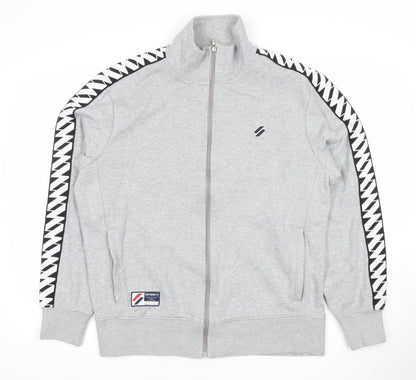 Superdry Mens Grey Full Zip Track Sweatshirt Jacket Size L