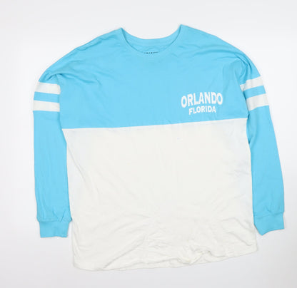 Exist Womens Blue White Orlando Florida Pullover Sweatshirt Size L