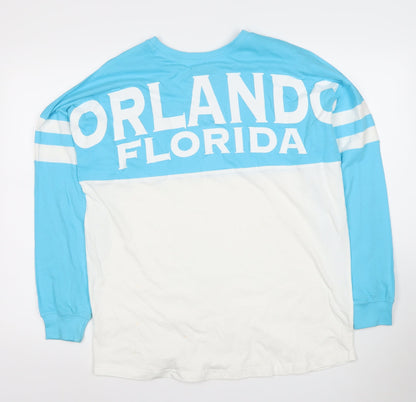 Exist Womens Blue White Orlando Florida Pullover Sweatshirt Size L