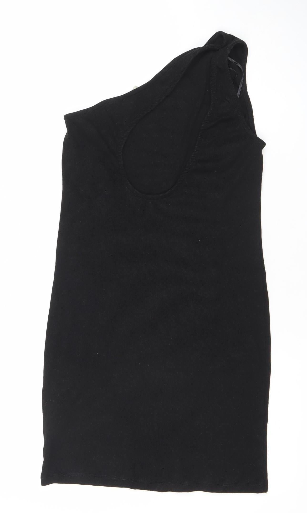 Pull & Bear Women Black Bodycon Sleeveless Short Dress Size 14