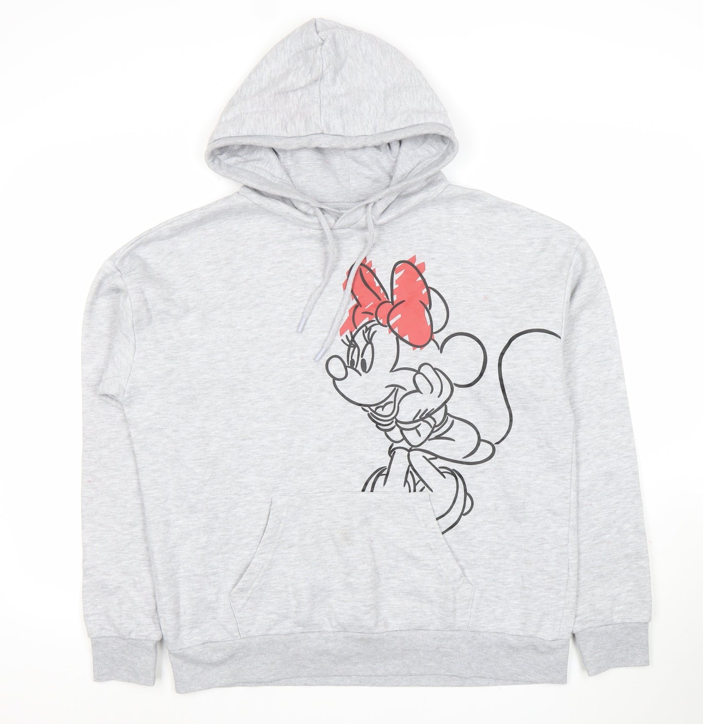 Disney Women’s Grey Hoodie Minnie Mouse Print Size 10/12 Pullover